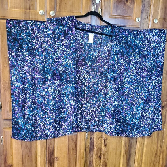 Lane Bryant Chiffon Kimono Onesize Colorful Purple Polka-dot NWT - Picture 4 of 9